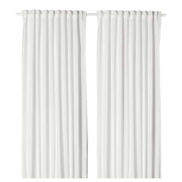 MERETE Rideaux assombrissants, 2 pièces, blanc/ruflette, 145x300 cm