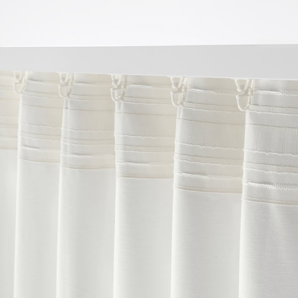 MERETE Rideaux assombrissants, 2 pièces, blanc/ruflette, 145x300 cm