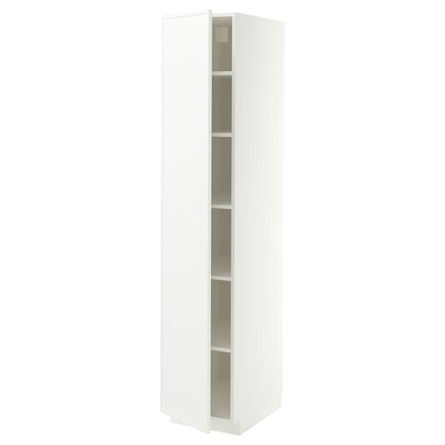 METOD Armoire avec tablettes, blanc/Aspudden blanc mat, 40x60x200 cm