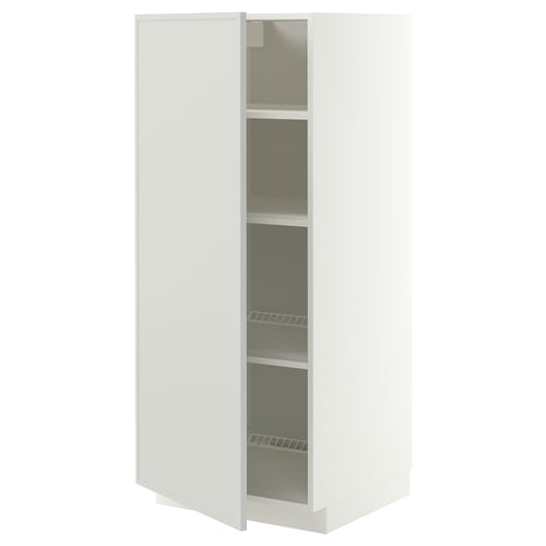 METOD Armoire avec tablettes, blanc/Aspudden gris clair, 60x60x140 cm