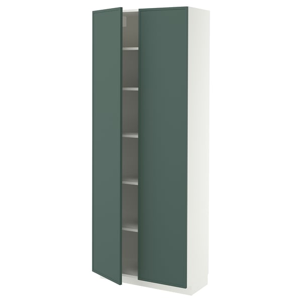 METOD Armoire avec tablettes, blanc/Aspudden gris-vert foncé, 80x37x200 cm