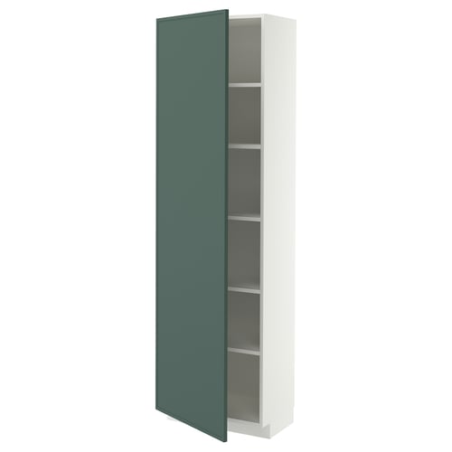 METOD Armoire avec tablettes, blanc/Aspudden gris-vert foncé, 60x37x200 cm