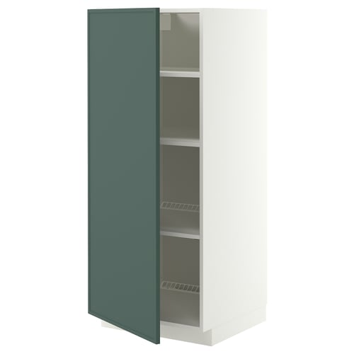 METOD Armoire avec tablettes, blanc/Aspudden gris-vert foncé, 60x60x140 cm