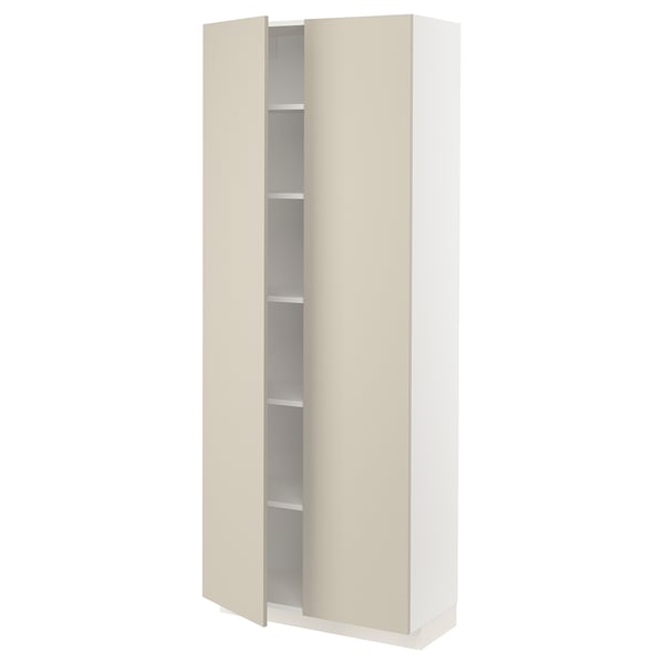 METOD Armoire avec tablettes, blanc/Havstorp beige, 80x37x200 cm