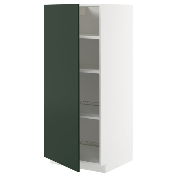 METOD Armoire avec tablettes, blanc/Havstorp vert profond, 60x60x140 cm