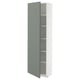 METOD Armoire avec tablettes, blanc/Nickebo gris mat-vert, 60x37x200 cm