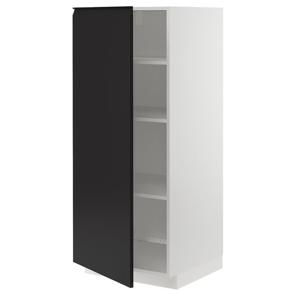 METOD Armoire avec tablettes, blanc/Upplöv anthracite mat, 60x60x140 cm