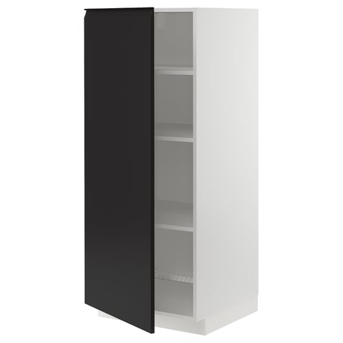 METOD Armoire avec tablettes, blanc/Upplöv anthracite mat, 60x60x140 cm