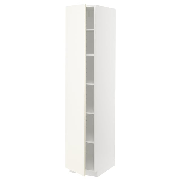METOD Armoire avec tablettes, blanc/Vallstena blanc, 40x60x200 cm