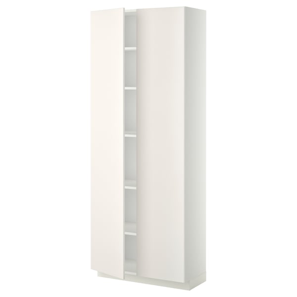 METOD Armoire avec tablettes, blanc/Veddinge blanc, 80x37x200 cm