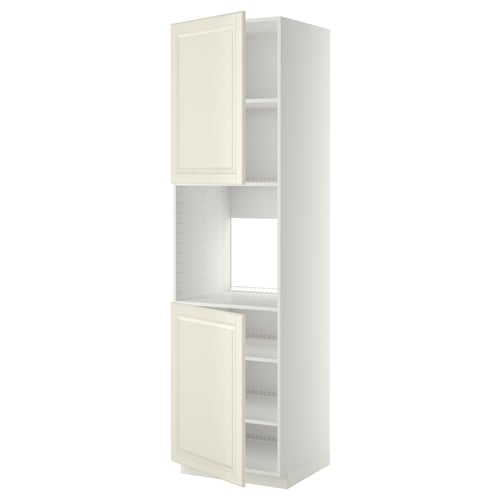 METOD Armoire four + 2 portes/tablette, blanc/Bodbyn blanc cassé, 60x60x220 cm
