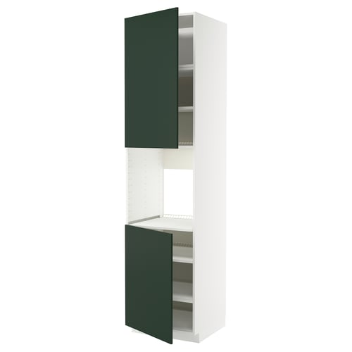 METOD Armoire four + 2 portes/tablette, blanc/Havstorp vert profond, 60x60x240 cm