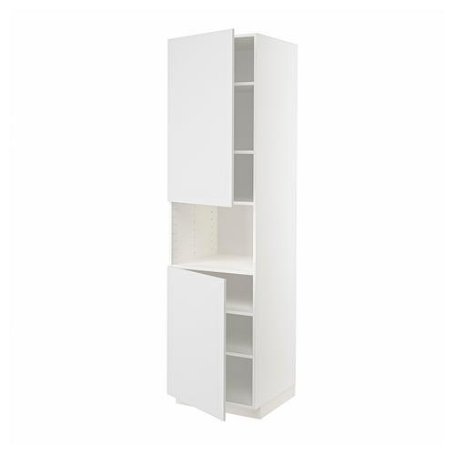 METOD Armoire micro-ondes+2ptes/tablette, blanc/Stensund blanc, 60x60x220 cm