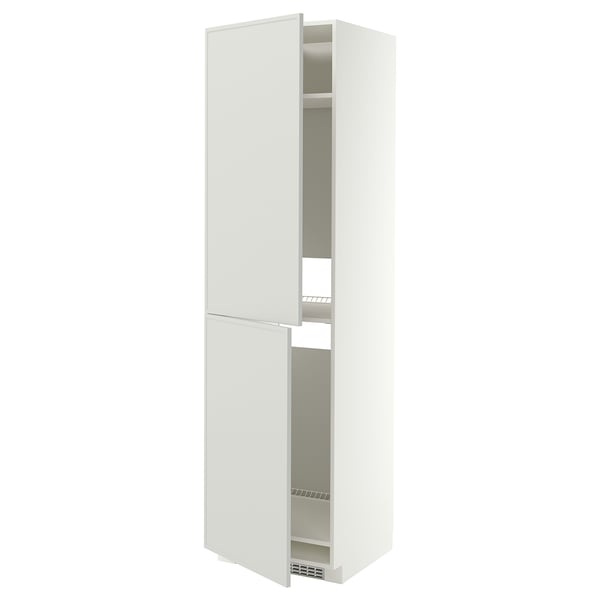 METOD Armoire pour réfrig./congélateur, blanc/Aspudden gris clair, 60x60x220 cm