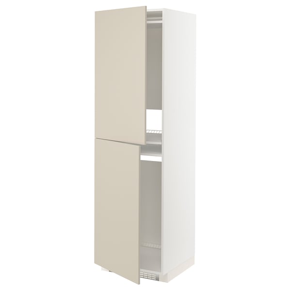 METOD Armoire pour réfrig./congélateur, blanc/Havstorp beige, 60x60x200 cm