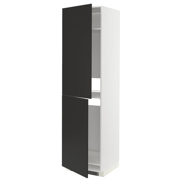 METOD Armoire pour réfrig./congélateur, blanc/Nickebo anthracite mat, 60x60x220 cm