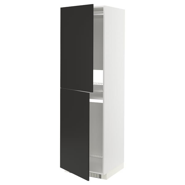 METOD Armoire pour réfrig./congélateur, blanc/Nickebo anthracite mat, 60x60x200 cm