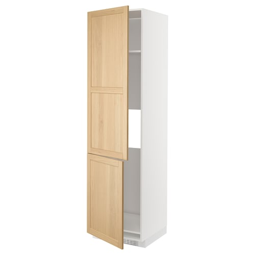METOD Armoire réfr/cong 2ptes, blanc/Forsbacka chêne, 60x60x220 cm