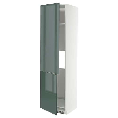 METOD Armoire réfr/cong 2ptes, blanc/Kallarp gris-vert foncé brillant, 60x60x220 cm