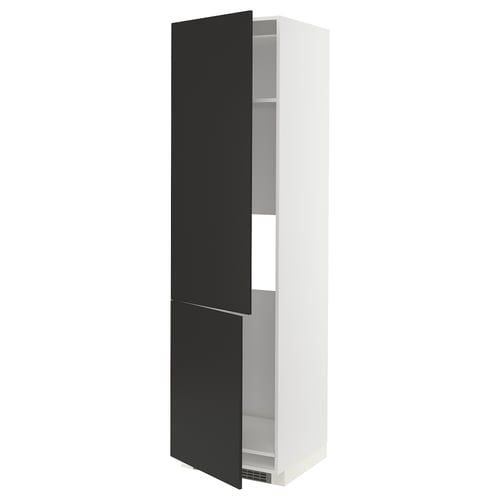 METOD Armoire réfr/cong 2ptes, blanc/Nickebo anthracite mat, 60x60x220 cm