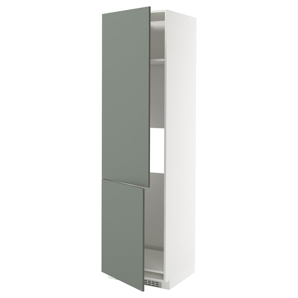 METOD Armoire réfr/cong 2ptes, blanc/Nickebo gris mat-vert, 60x60x220 cm