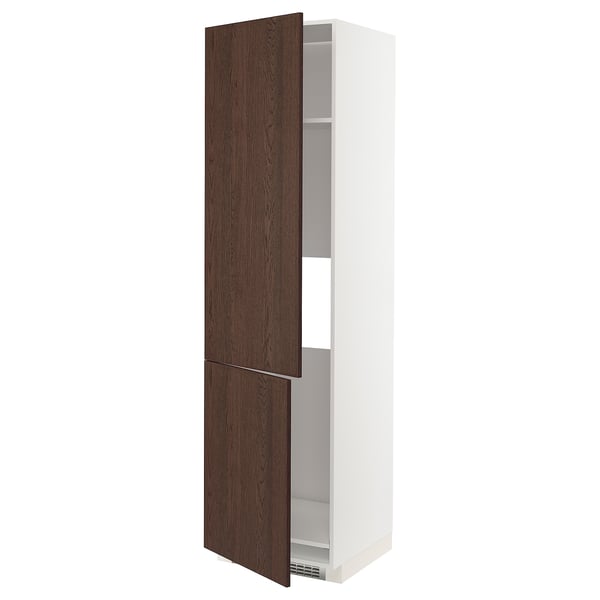 METOD Armoire réfr/cong 2ptes, blanc/Sinarp brun, 60x60x220 cm