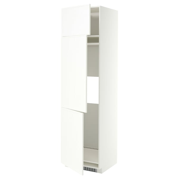 METOD Armoire réfrigérateur/congél+3ptes, blanc/Aspudden blanc mat, 60x60x220 cm