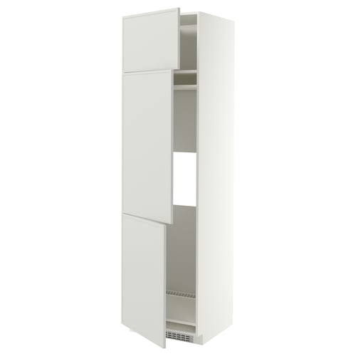 METOD Armoire réfrigérateur/congél+3ptes, blanc/Aspudden gris clair, 60x60x220 cm