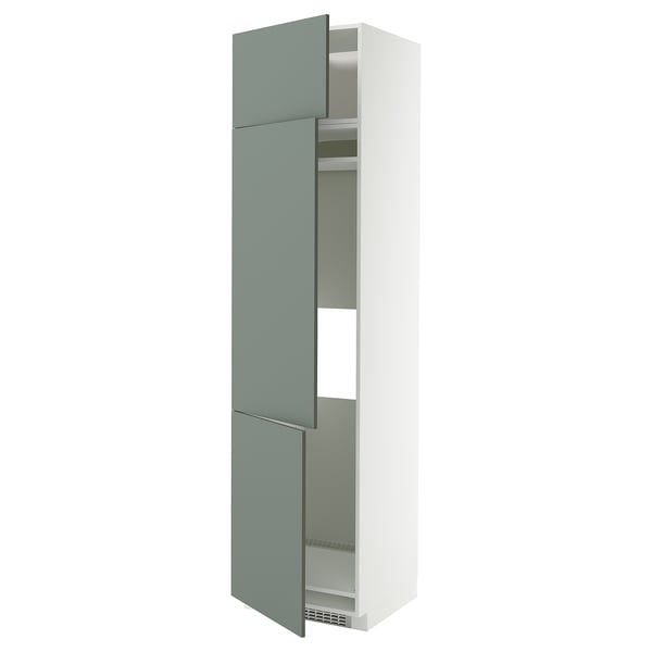 METOD Armoire réfrigérateur/congél+3ptes, blanc/Nickebo gris mat-vert, 60x60x240 cm