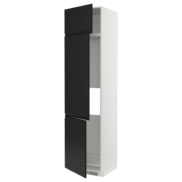 METOD Armoire réfrigérateur/congél+3ptes, blanc/Upplöv anthracite mat, 60x60x240 cm