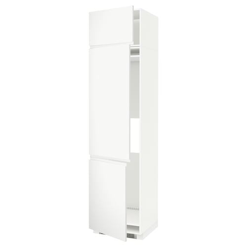 METOD Armoire réfrigérateur/congél+3ptes, blanc/Voxtorp blanc mat, 60x60x240 cm