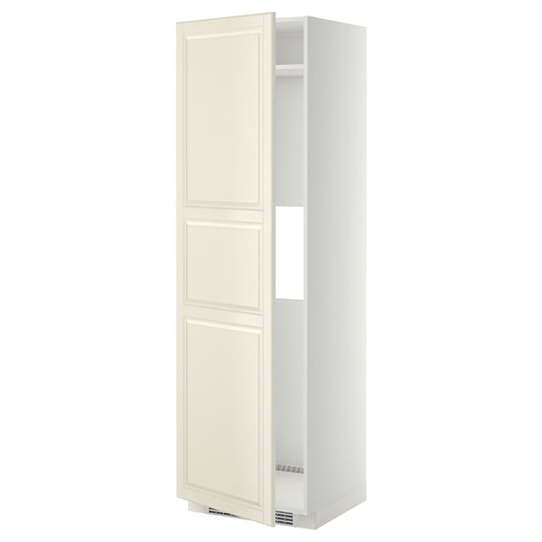 METOD Armoire réfrigérateur/congél+pte, blanc/Bodbyn blanc cassé, 60x60x200 cm