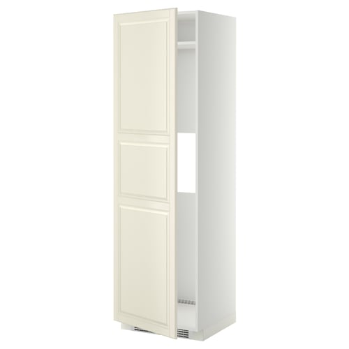 METOD Armoire réfrigérateur/congél+pte, blanc/Bodbyn blanc cassé, 60x60x200 cm