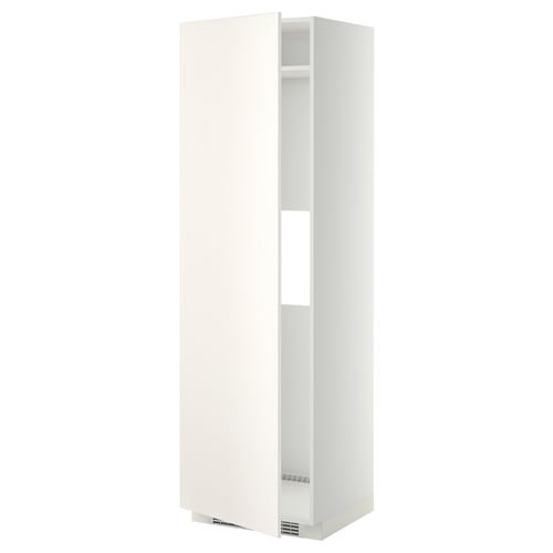 METOD Armoire réfrigérateur/congél+pte, blanc/Veddinge blanc, 60x60x200 cm