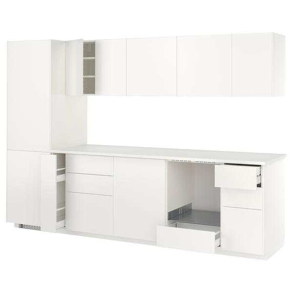 METOD Cuisine, blanc/Veddinge blanc, 304x60x208 cm