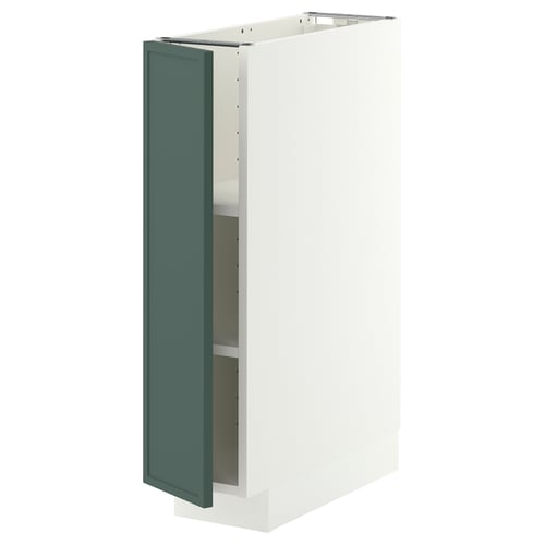 METOD Élément bas avec tablettes, blanc/Aspudden gris-vert foncé, 20x60 cm