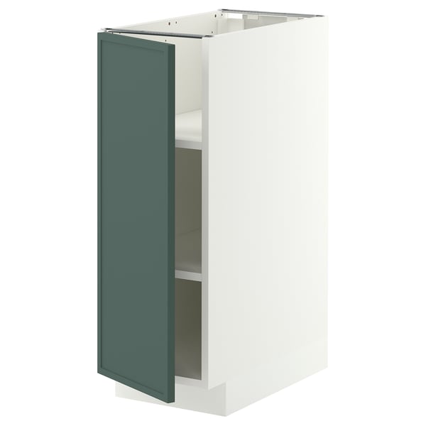 METOD Élément bas avec tablettes, blanc/Aspudden gris-vert foncé, 30x60 cm