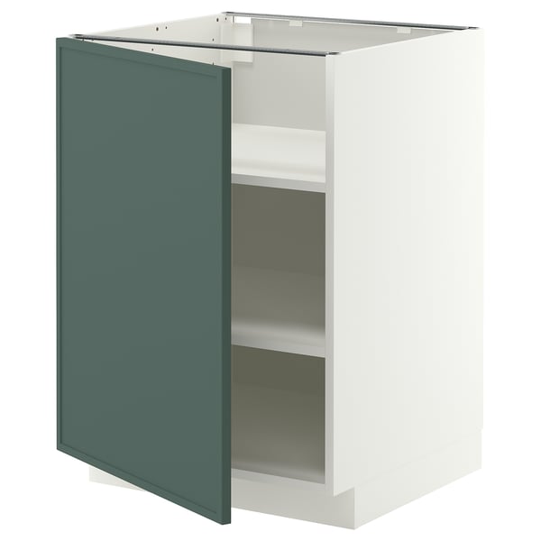 METOD Élément bas avec tablettes, blanc/Aspudden gris-vert foncé, 60x60 cm