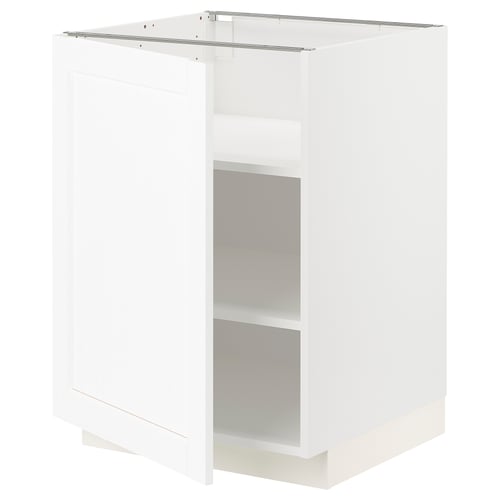 METOD Élément bas avec tablettes, blanc Enköping/blanc effet bois, 60x60 cm