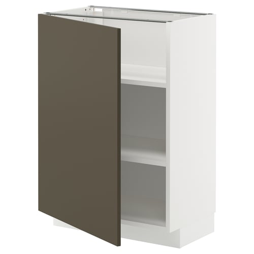 METOD Élément bas avec tablettes, blanc/Havstorp brun-beige, 60x37 cm