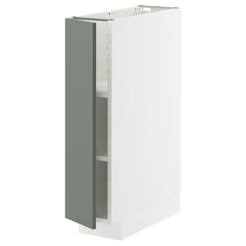 METOD Élément bas avec tablettes, blanc/Nickebo gris mat-vert, 20x60 cm