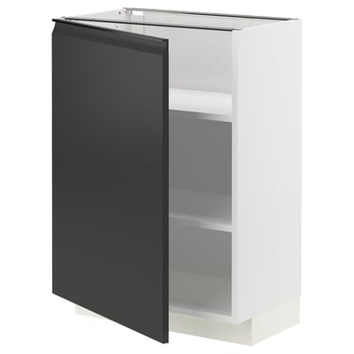 METOD Élément bas avec tablettes, blanc/Upplöv anthracite mat, 60x37 cm