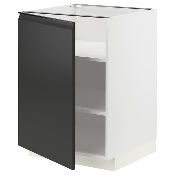 METOD Élément bas avec tablettes, blanc/Upplöv anthracite mat, 60x60 cm