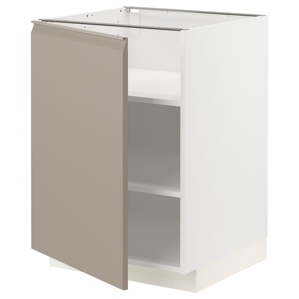 METOD Élément bas avec tablettes, blanc/Upplöv beige foncé mat, 60x60 cm
