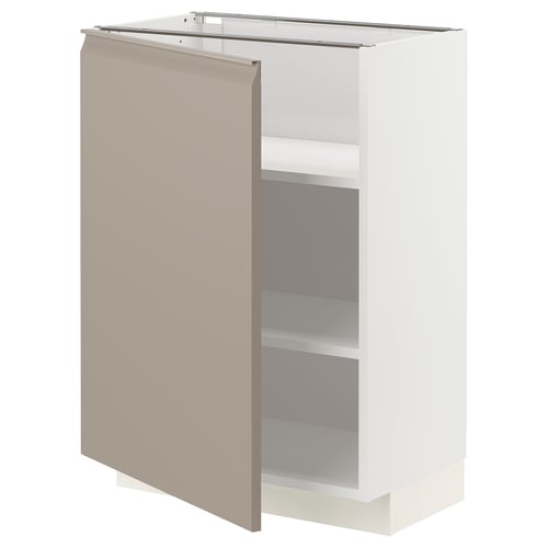 METOD Élément bas avec tablettes, blanc/Upplöv beige foncé mat, 60x37 cm