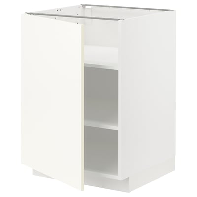 METOD Élément bas avec tablettes, blanc/Vallstena blanc, 60x60 cm