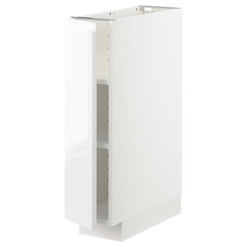 METOD Élément bas avec tablettes, blanc/Voxtorp brillant/blanc, 20x60 cm