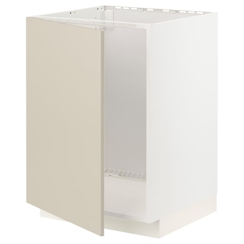 METOD Élément bas évier, blanc/Havstorp beige, 60x60 cm