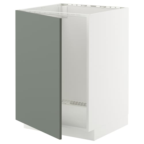 METOD Élément bas évier, blanc/Nickebo gris mat-vert, 60x60 cm
