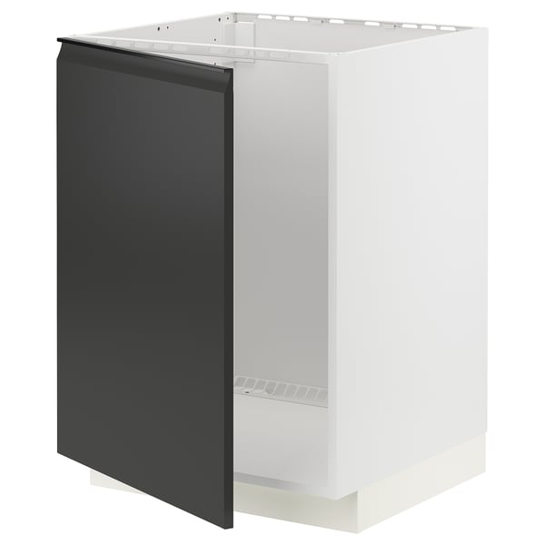 METOD Élément bas évier, blanc/Upplöv anthracite mat, 60x60 cm